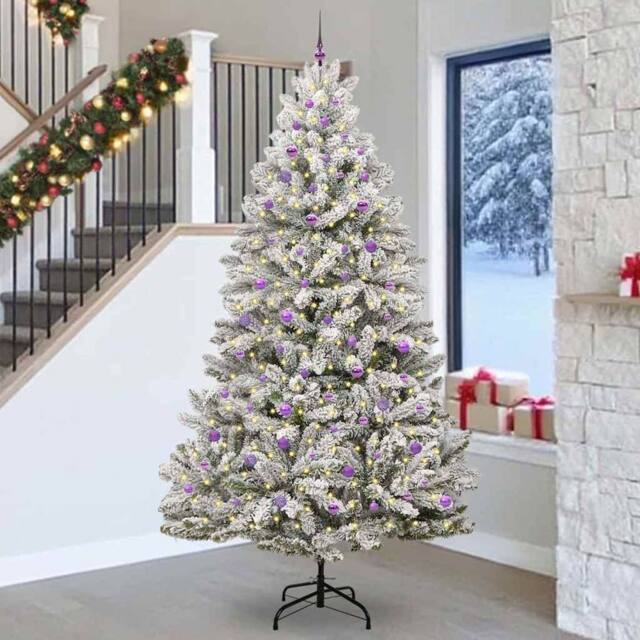 Berkfield Home Artificial Christmas Tree Green & White 270 cm PVC & Metal - image 1