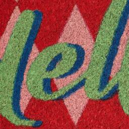 OHS Hello Slogan Coir Doormat Diamond Check Non Slip Door Rug - Size: 40 x 60 cm - thumbnail 7