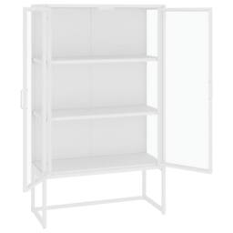 Berkfield Home Highboard White 80x35x135 cm Steel & Tempered Glass - Size: 80 x 35 x 135 cm - thumbnail 4