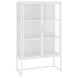 Berkfield Home Highboard White 80x35x135 cm Steel & Tempered Glass - Size: 80 x 35 x 135 cm - thumbnail 2