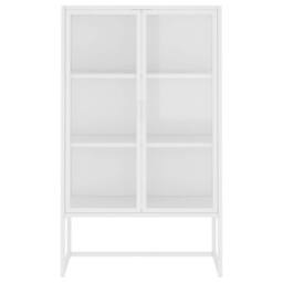 Berkfield Home Highboard White 80x35x135 cm Steel & Tempered Glass - Size: 80 x 35 x 135 cm - thumbnail 5