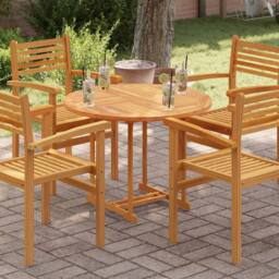 Berkfield Home Table Top Solid Teak Wood Round 2.5 cm 90 cm in Brown - thumbnail 2
