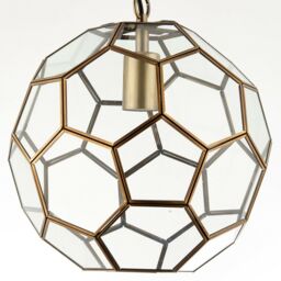 Loops Hanging Ceiling Pendant Light Antique Brass & Glass Modern Ball Lamp Bulb Holder in Clear - thumbnail 3