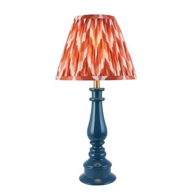 Netlighting Myrtle Blue Table Lamp Orange Fabric Zigzag Shade 25cm B22 - image 1