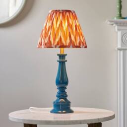 Netlighting Myrtle Blue Table Lamp Orange Fabric Zigzag Shade 25cm B22 - thumbnail 2