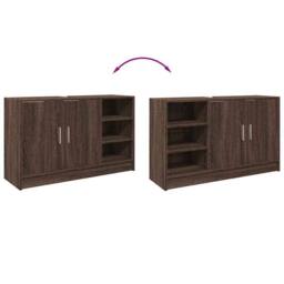 Berkfield Home Sink Cabinet Brown Oak 90x29x55 cm Engineered Wood - Size: 90 x 29 x 55 cm - thumbnail 8