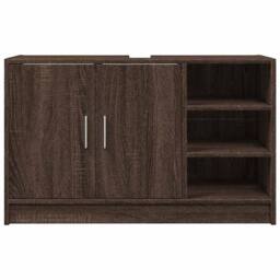 Berkfield Home Sink Cabinet Brown Oak 90x29x55 cm Engineered Wood - Size: 90 x 29 x 55 cm - thumbnail 4