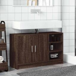 Berkfield Home Sink Cabinet Brown Oak 90x29x55 cm Engineered Wood - Size: 90 x 29 x 55 cm