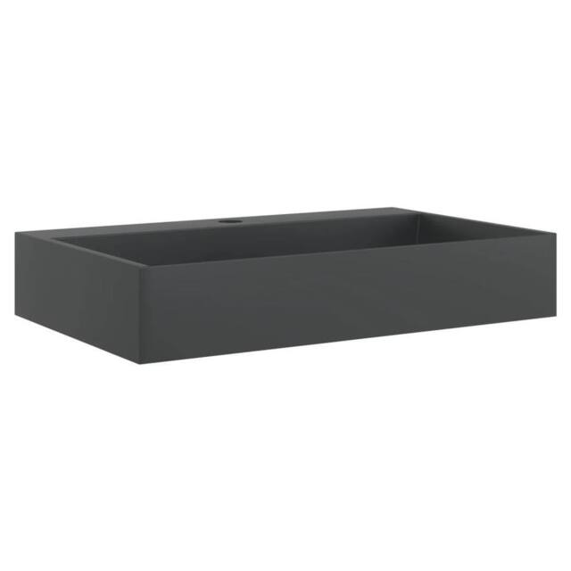 Berkfield Home Wash Basin 60x38x11 cm Mineral Cast/Marble Cast Matt Black - Size: 60 x 38 x 11 cm - image 1