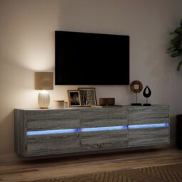 Berkfield Home TV Wall Cabinet with LED Grey Sonoma 180x31x45 cm - Size: 180 x 31 x 45 cm - thumbnail 5