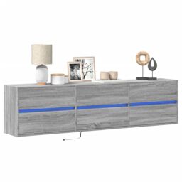 Berkfield Home TV Wall Cabinet with LED Grey Sonoma 180x31x45 cm - Size: 180 x 31 x 45 cm