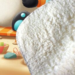 Warren Reed - Designer Panda On A Beach Holiday Sherpa Blanket in Yellow - Size: Large - thumbnail 3