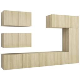 Berkfield Home 6 Piece TV Cabinet Set Sonoma Oak Engineered Wood in Light Oak - thumbnail 1