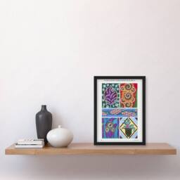 Artery8 Colourful Vintage Floral Designs Vintage Framed Wall Art Print Seguy - Size: A4 - thumbnail 4