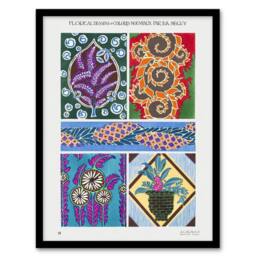 Artery8 Colourful Vintage Floral Designs Vintage Framed Wall Art Print Seguy - Size: A4 - thumbnail 1