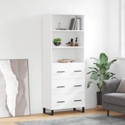 Berkfield Home Highboard White 69.5x34x180 cm Engineered Wood - thumbnail 1