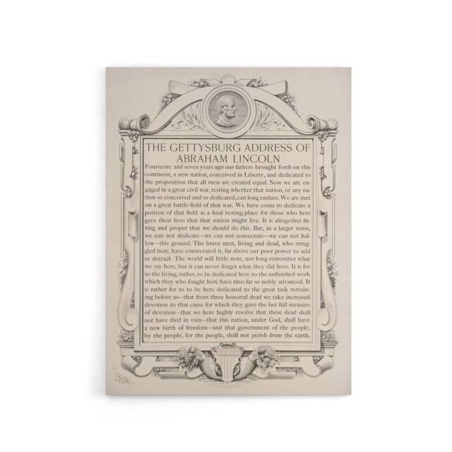 "Artery8 Gettysburg Address Abraham Lincoln Canvas Wall Art Print in Beige - Size: W18"" x H24""" - image 1