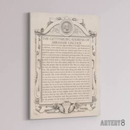 "Artery8 Gettysburg Address Abraham Lincoln Canvas Wall Art Print in Beige - Size: W18"" x H24""" - thumbnail 2