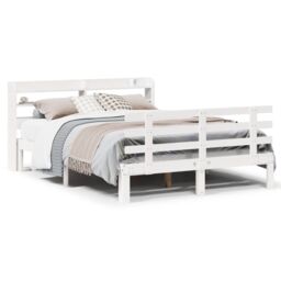 Berkfield Home Bed Frame with Headboard without Mattress White 120x200 cm - Size: Small Double - thumbnail 2