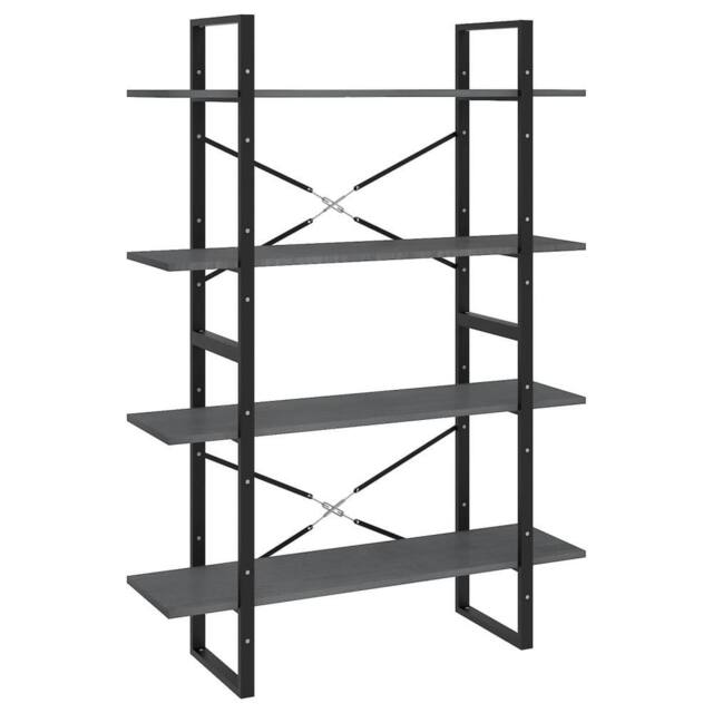 Berkfield Home 4-Tier Book Cabinet Grey 100x30x140 cm Solid Pine Wood - Size: 100 x 30 x 140 cm - image 1