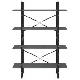 Berkfield Home 4-Tier Book Cabinet Grey 100x30x140 cm Solid Pine Wood - Size: 100 x 30 x 140 cm - thumbnail 5