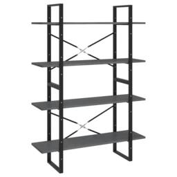 Berkfield Home 4-Tier Book Cabinet Grey 100x30x140 cm Solid Pine Wood - Size: 100 x 30 x 140 cm - thumbnail 1