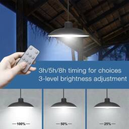 KORVIXA 2pcs 2Heads LED Solar Powered Pendant Hanging Light in Black - thumbnail 3