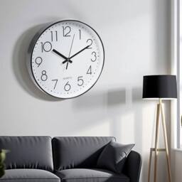 "Kelvenix 12"" Round Wall Clock Simple Kitchen Bedroom Home in White - Size: 0.6m2" - thumbnail 4