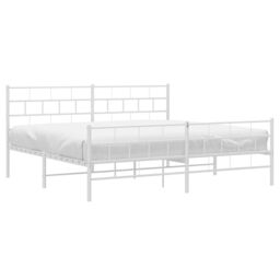 Berkfield Home Metal Bed Frame with Headboard & Footboard White 193x203 cm - thumbnail 3