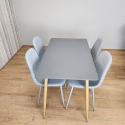 KOSY KOALA Modern Rectangle Dark Grey Dining Table Set With 4 Grey Chairs Dining Room Furniture in Brown - thumbnail 8