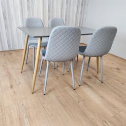 KOSY KOALA Modern Rectangle Dark Grey Dining Table Set With 4 Grey Chairs Dining Room Furniture in Brown - thumbnail 2