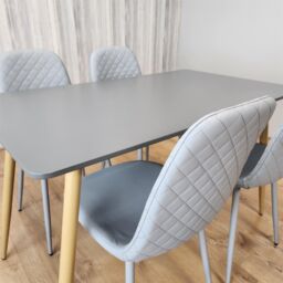 KOSY KOALA Modern Rectangle Dark Grey Dining Table Set With 4 Grey Chairs Dining Room Furniture in Brown - thumbnail 6