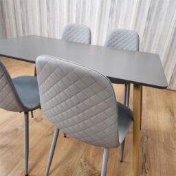 KOSY KOALA Modern Rectangle Dark Grey Dining Table Set With 4 Grey Chairs Dining Room Furniture in Brown - thumbnail 5