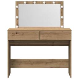 Berkfield Home Dressing Table with LED Artisan Oak 100x40x120 cm in Brown - Size: 100 x 40 x 120 cm - thumbnail 5