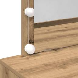 Berkfield Home Dressing Table with LED Artisan Oak 100x40x120 cm in Brown - Size: 100 x 40 x 120 cm - thumbnail 9