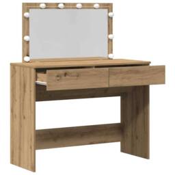 Berkfield Home Dressing Table with LED Artisan Oak 100x40x120 cm in Brown - Size: 100 x 40 x 120 cm - thumbnail 4