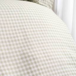 OHS Gingham Wave Border Bedding Set Microfibre Duvet Cover with Pillowcase in Pale Green - Size: Double - thumbnail 5