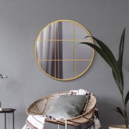 "MirrorOutlet Gold Metal Framed Round Window Wall Mirror 31"" X 31"" (80x80CM) - Size: 1 Pack" - thumbnail 5