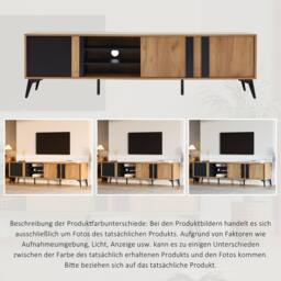 "BTM TV Stand for 80"" TV, 3 Cabinets & 3 Shelves, Steel Frame in Brown" - thumbnail 4