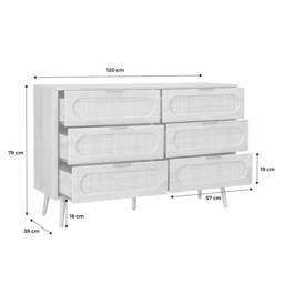 sweeek Wood & Rounded Cane Chest Of Drawers 6 Drawers in Light Brown - thumbnail 5