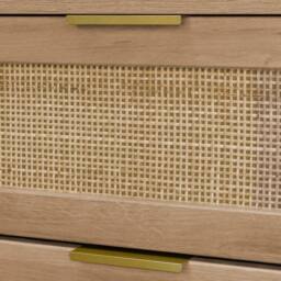 sweeek Wood & Rounded Cane Chest Of Drawers 6 Drawers in Light Brown - thumbnail 3