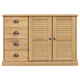 Berkfield Home Sideboard with Drawers VIGO 113x40x75 cm Solid Wood Pine in Brown - Size: 113 x 40 x 75 cm - thumbnail 5