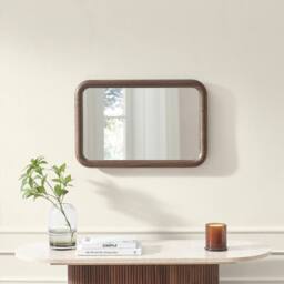 FurnitureboxUK Line Walnut Wood Medium Rectangle 60x40cm Wall Mirror - Size: 60x40 cm - thumbnail 4