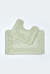 Homescapes Memory Foam Greek Key Bath Mat in Green