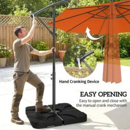 OUTSUNNY 3(m) Banana Parasol Cantilever Umbrella Garden w/ Base Weights in Orange - thumbnail 4