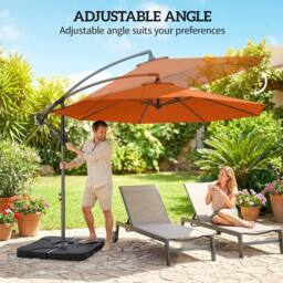 OUTSUNNY 3(m) Banana Parasol Cantilever Umbrella Garden w/ Base Weights in Orange - thumbnail 5