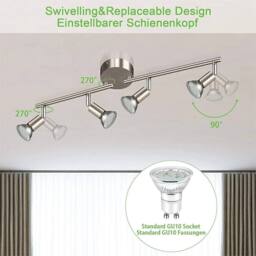 Nordara 4 Way Adjustable LED Ceiling Spotlight in Silver - thumbnail 5