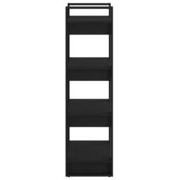Berkfield Home Beautiful Book Cabinet/Room Divider Black 60x35x125 cm Solid Wood - Size: 60 x 35 x 125 cm - thumbnail 4