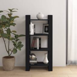 Berkfield Home Beautiful Book Cabinet/Room Divider Black 60x35x125 cm Solid Wood - Size: 60 x 35 x 125 cm - thumbnail 2