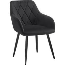 EONLION Dining Chairs Velvet Padded Seat Metal Leg in Black - Size: 100 cm